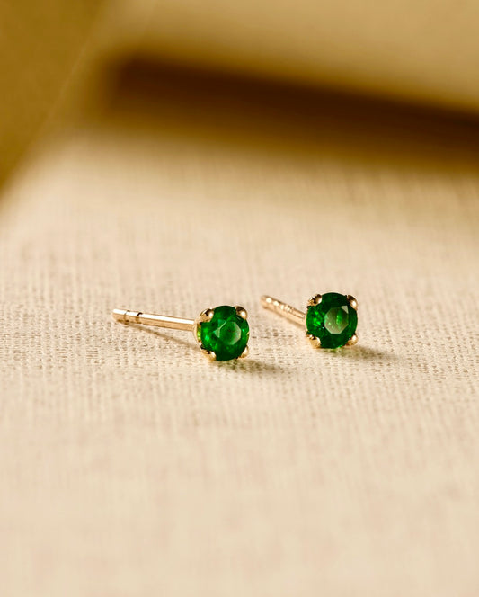 green emerald stud earrings