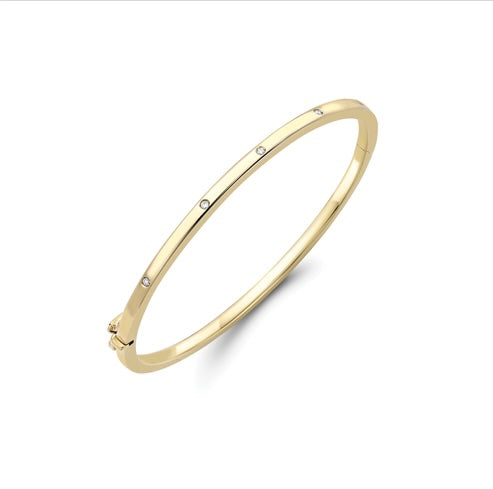 Hinged Gold diamond bangle bracelet set with round diamonds