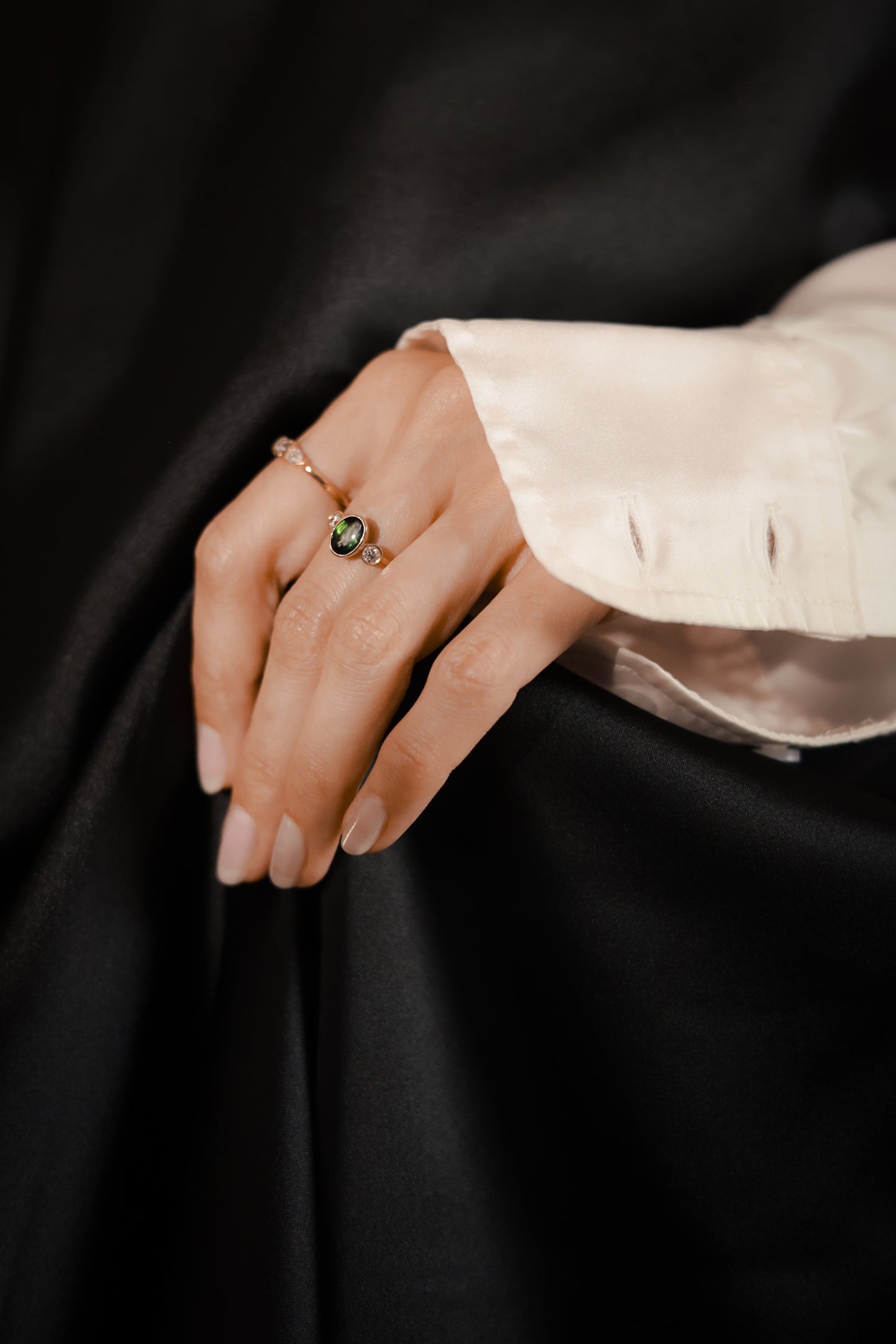 Tourmaline trilogy ring
