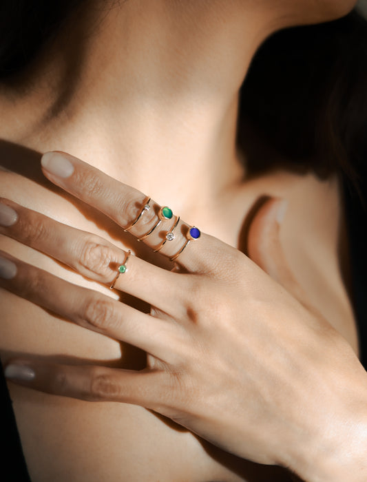 Stellar Green Agate Small Stacking Ring