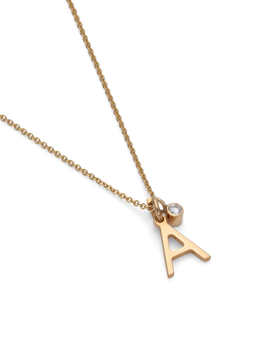 gold initial necklace with diamond