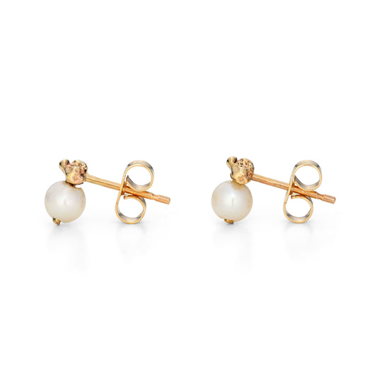 Pearl and gold nugget studs