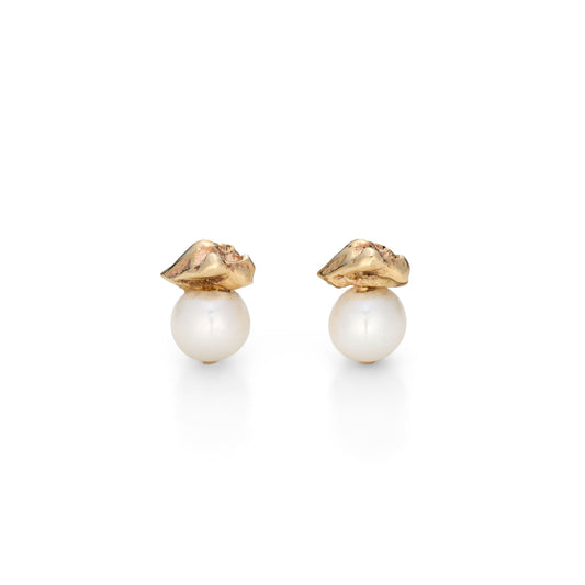 Pearl and gold nugget studs