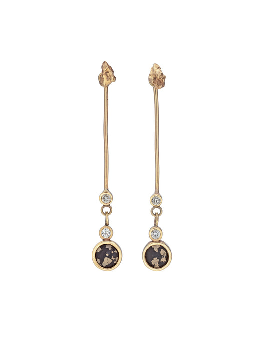 Dangly Stellar Black and Gold stems with diamonds