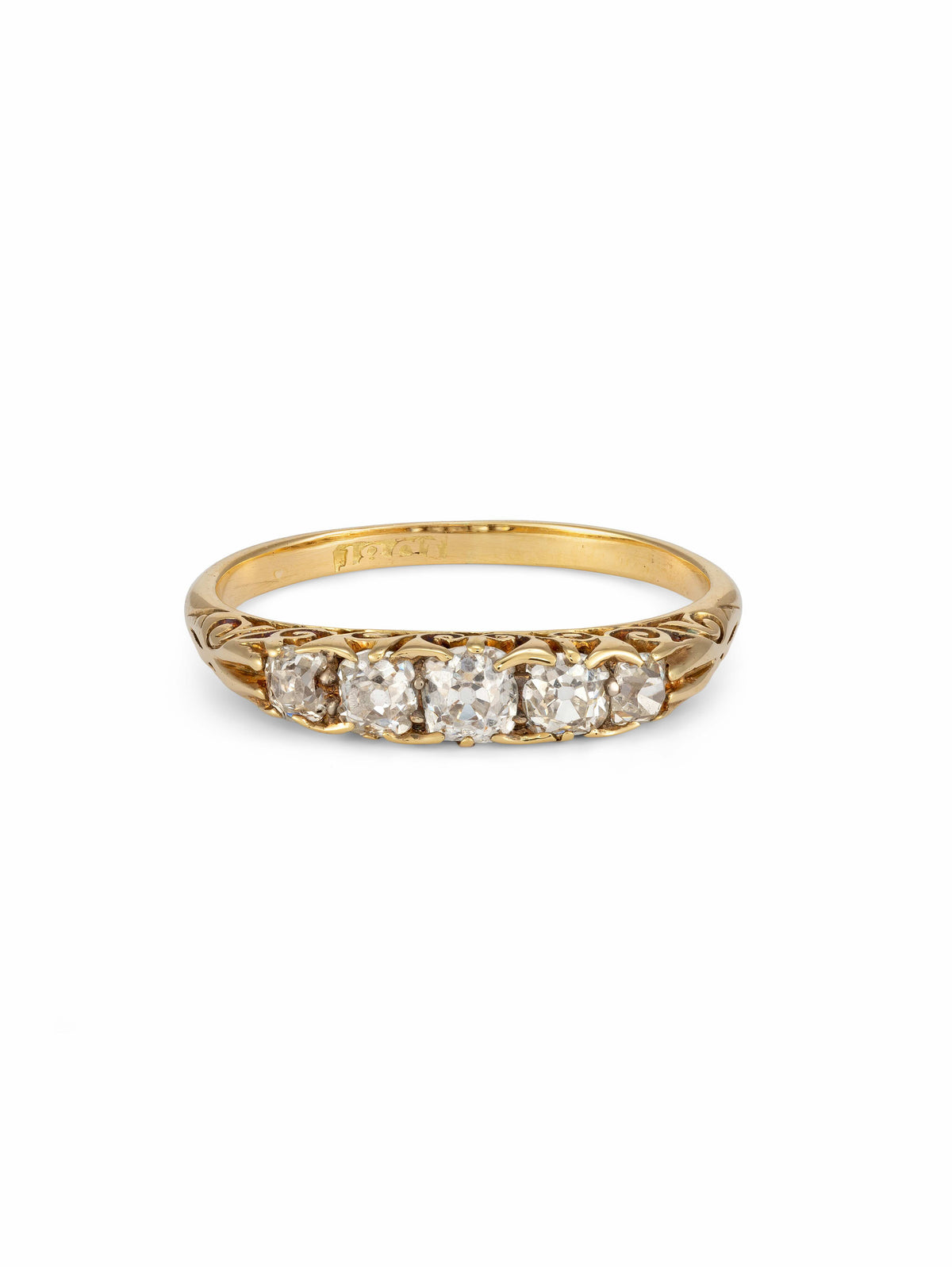 Victorian Five-Stone Half Hoop Yellow Gold Diamond Ring