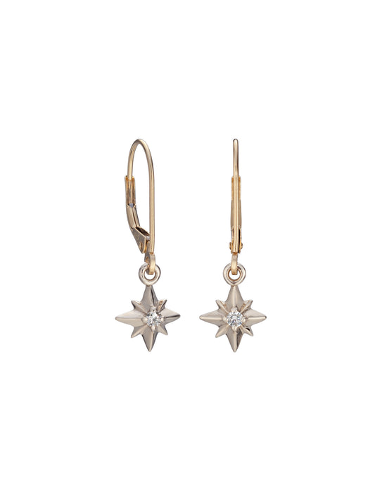 White Gold and Diamond Pointed Star charm earrings