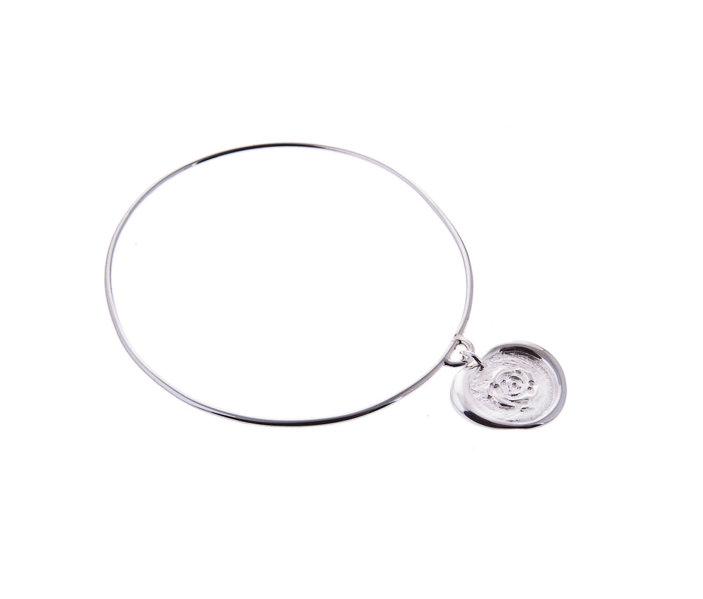 rose wax seal silver bangle