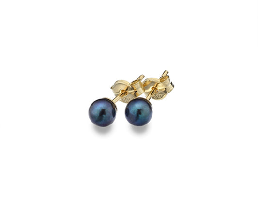 black pearl earring studs on white background