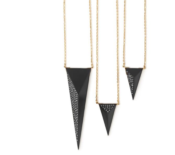 Jacqueline Cullen Whitby jet and black diamond pendants