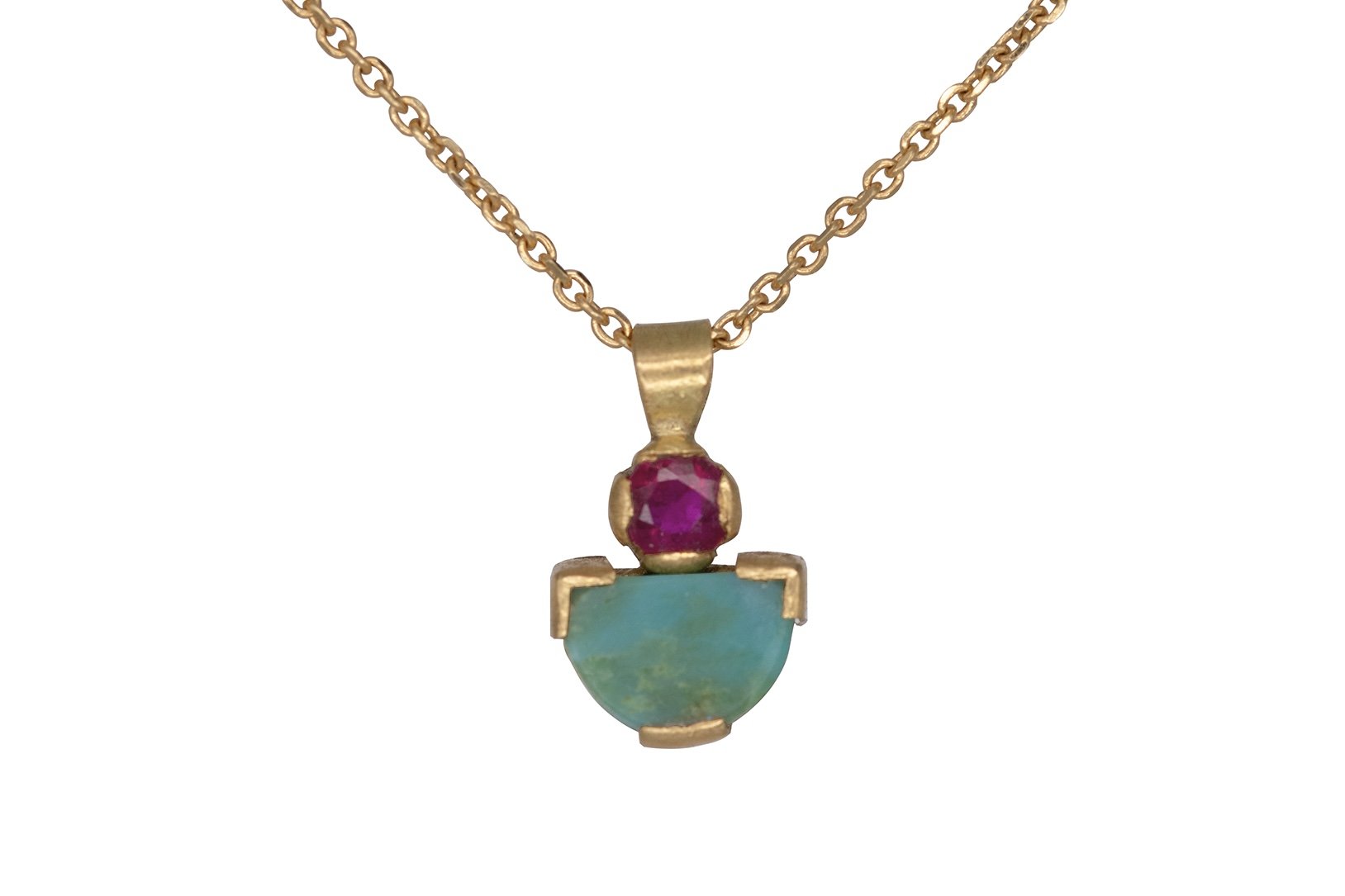 Heidi Hockenjos Ruby and Turquoise Mina Pendant