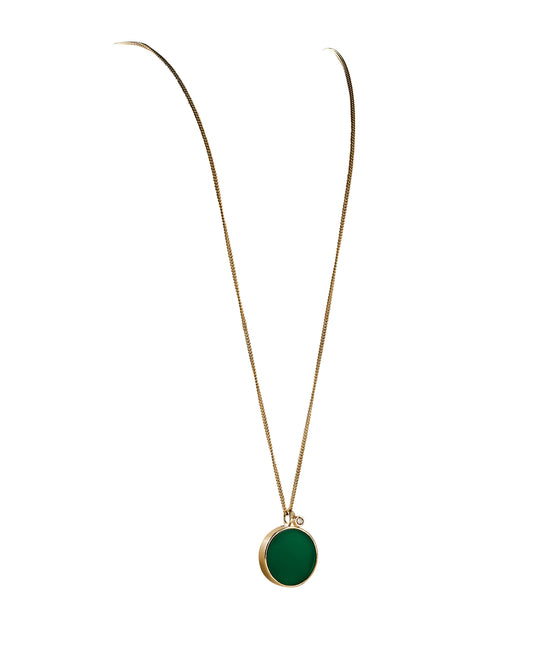 Green and gold pendant necklace with diamond charm full size image