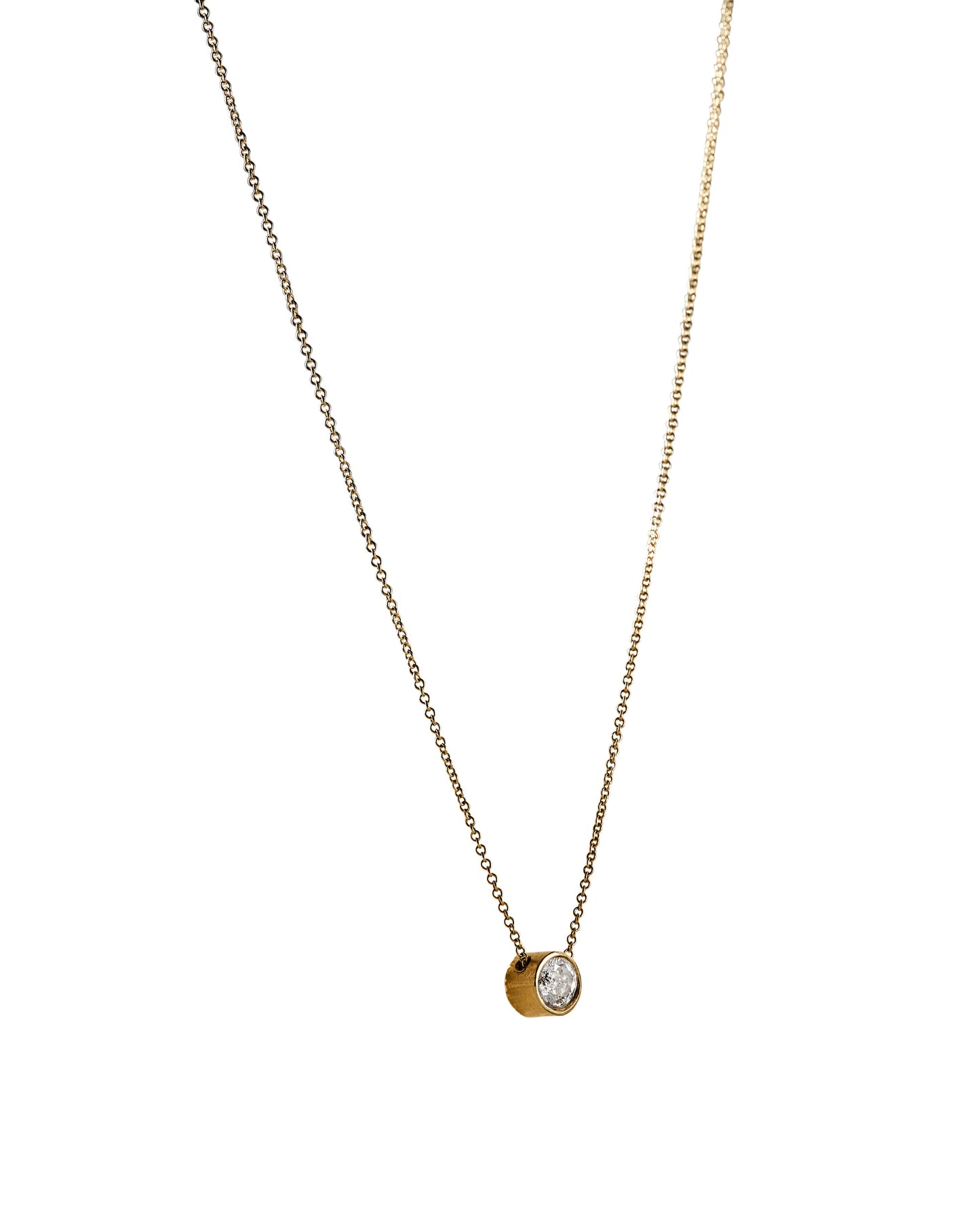 grey salt and pepper diamond necklace on gold chain