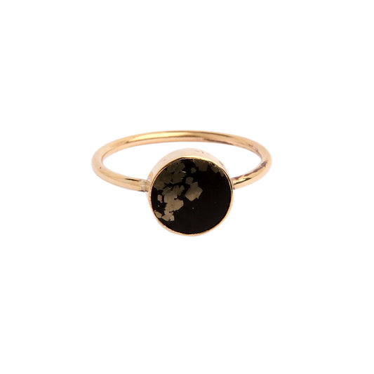 stellar black and gold disc ring