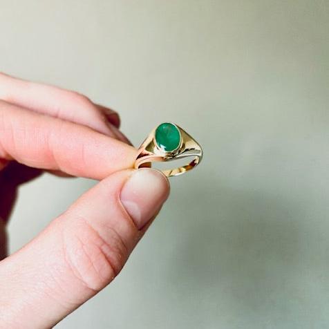 Solid Gold Emerald Signet Ring