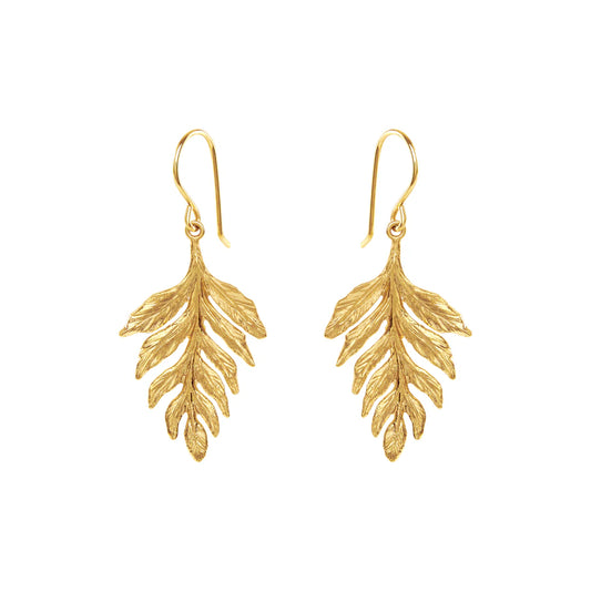 Gold Fern Drop Earrings