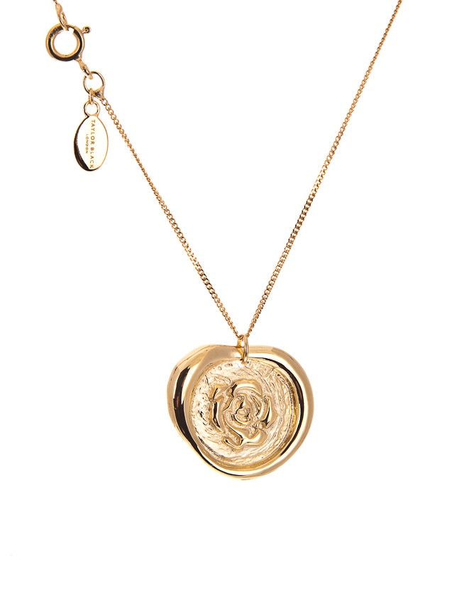 gold rose wax seal pendant necklace