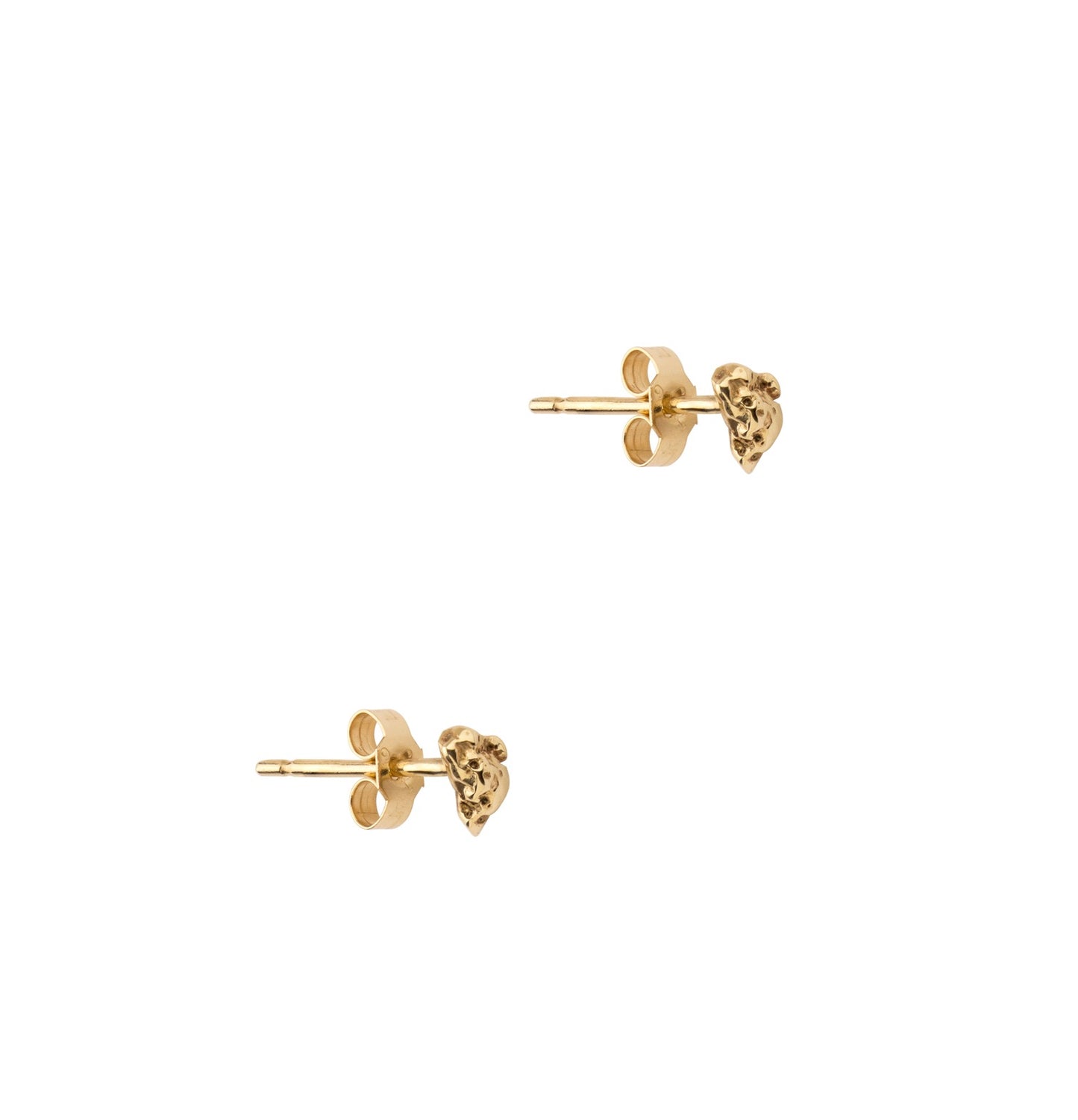 solid gold nugget earring studs side view