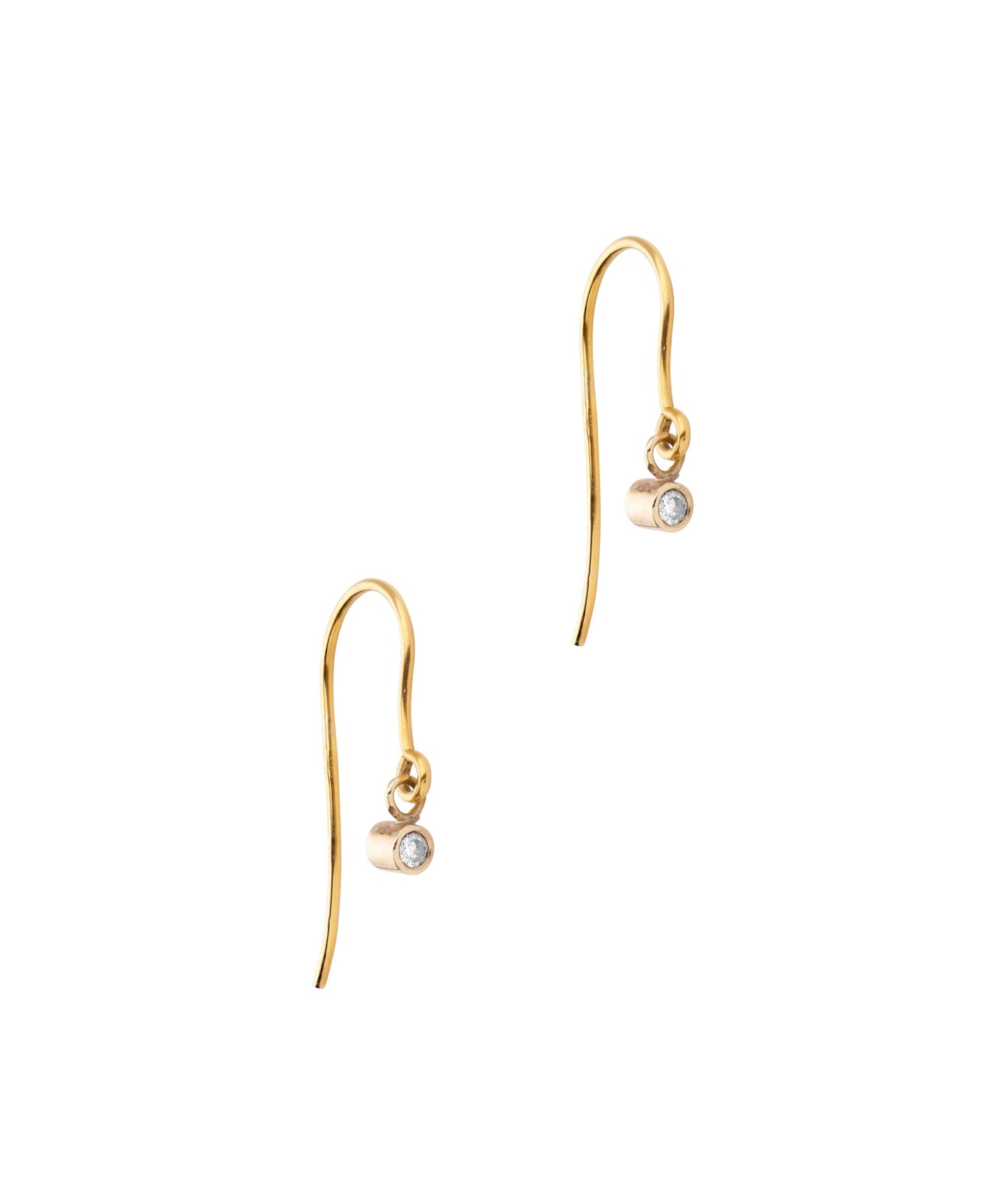 diamond hook drop earrings with gold