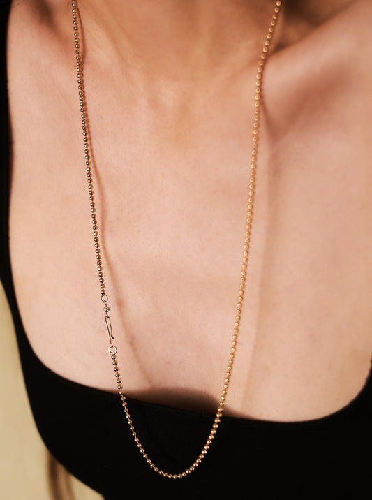 Extendable Solid Gold Ball Chain Necklace