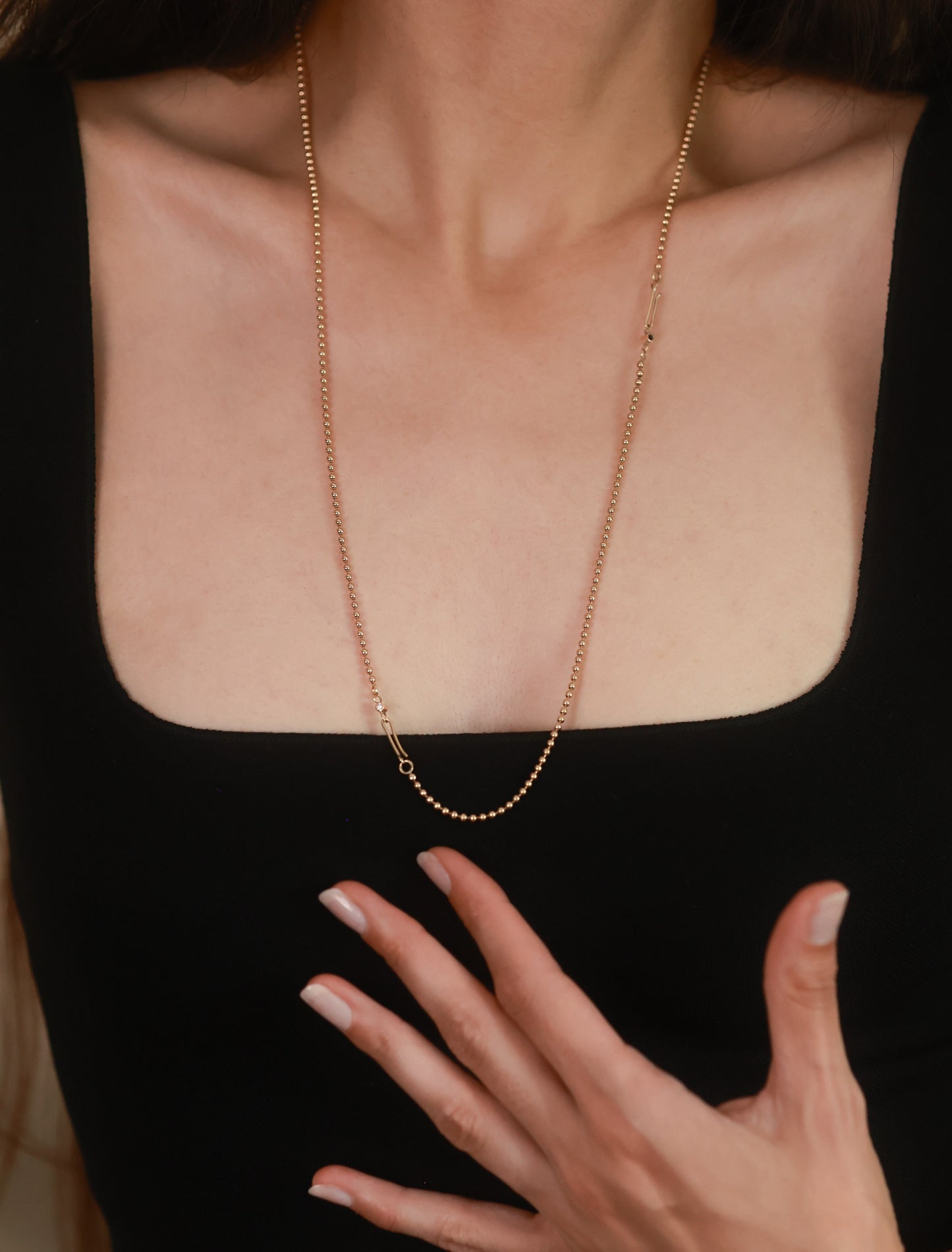 Extendable Solid Gold Ball Chain Necklace