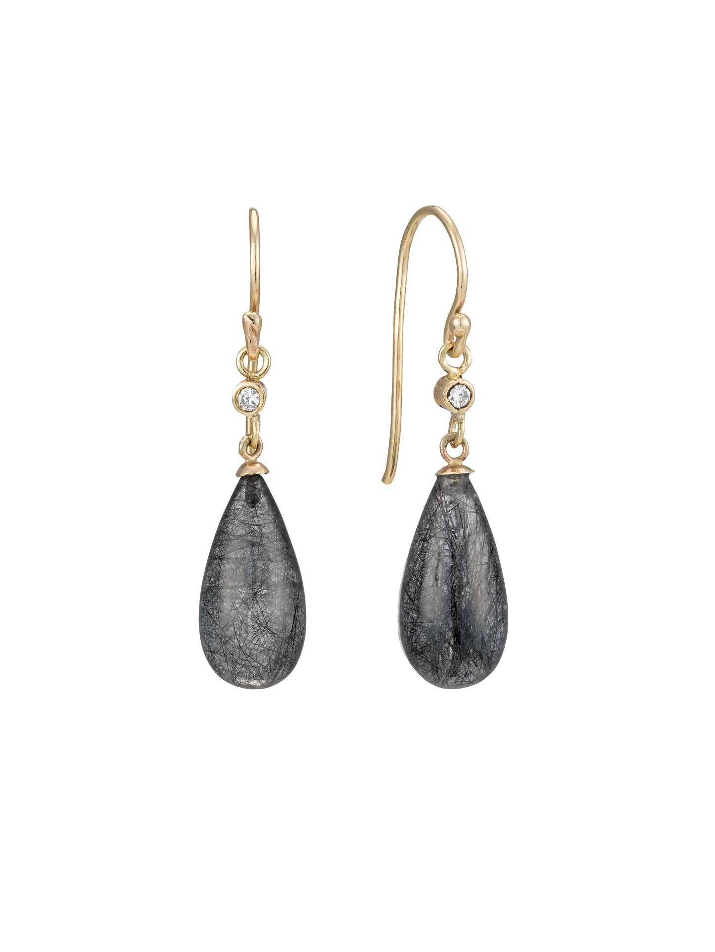 Tourmalated Quartz and Diamond Drop Earrings