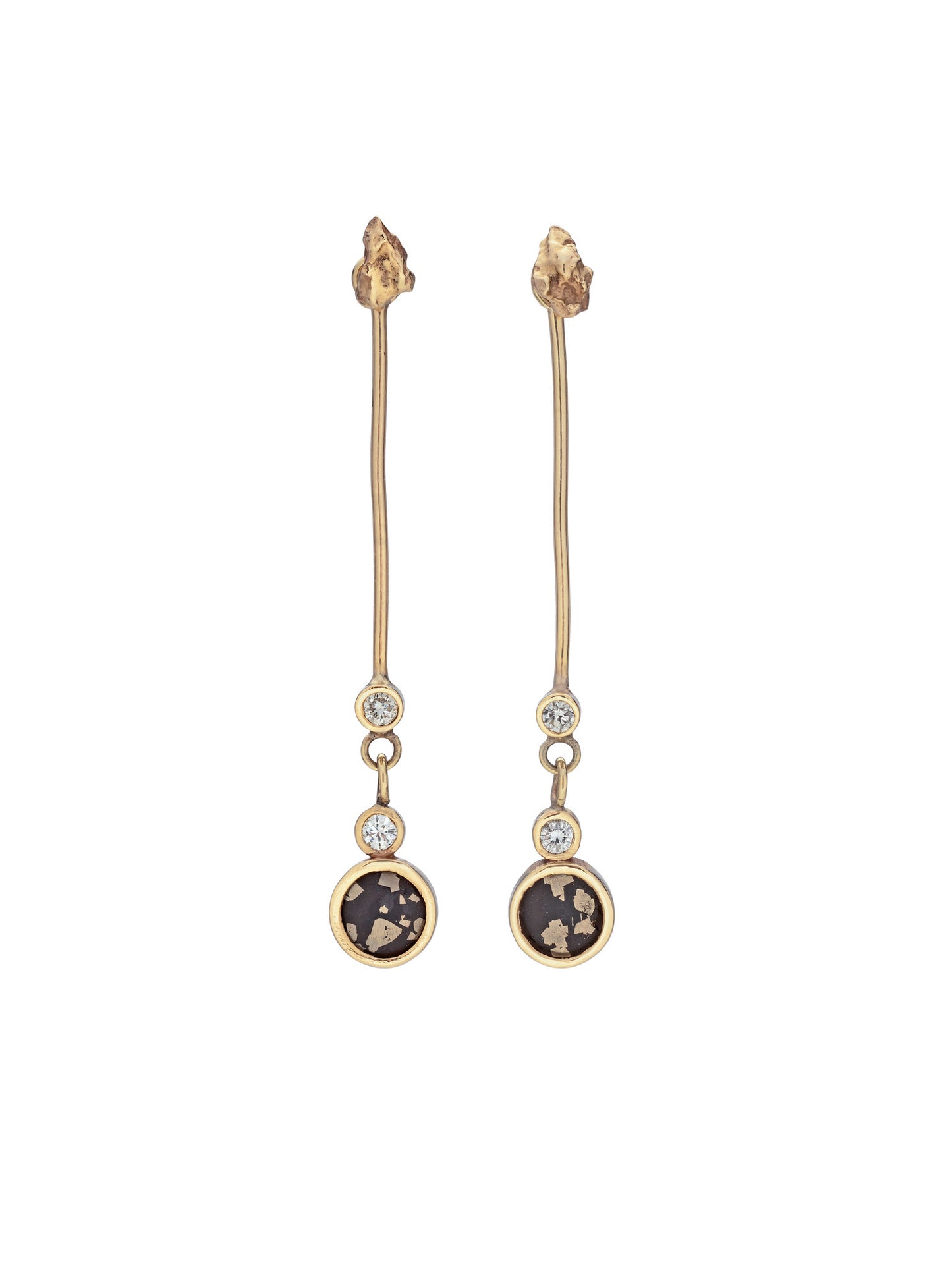 Dangly Stellar Black and Gold stems with diamonds