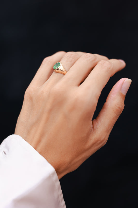 Solid Gold Emerald Signet Ring