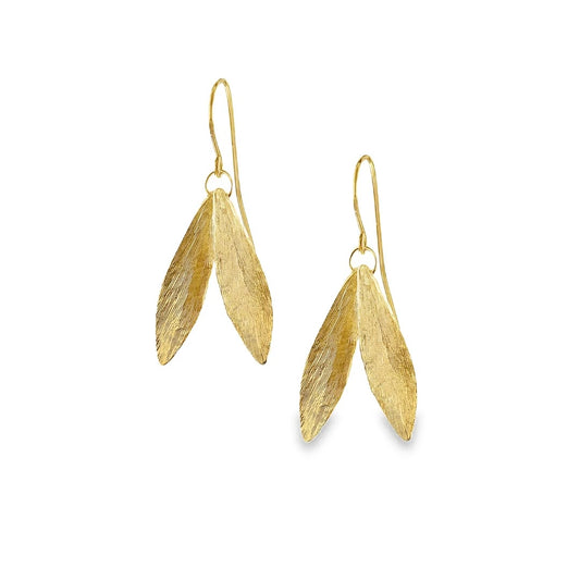 Gold Double Leaf Earrings