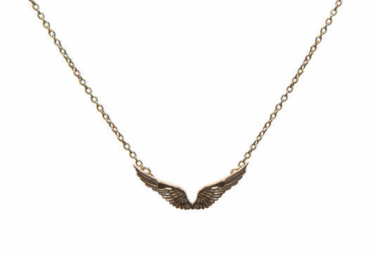 solid gold angel wings necklace