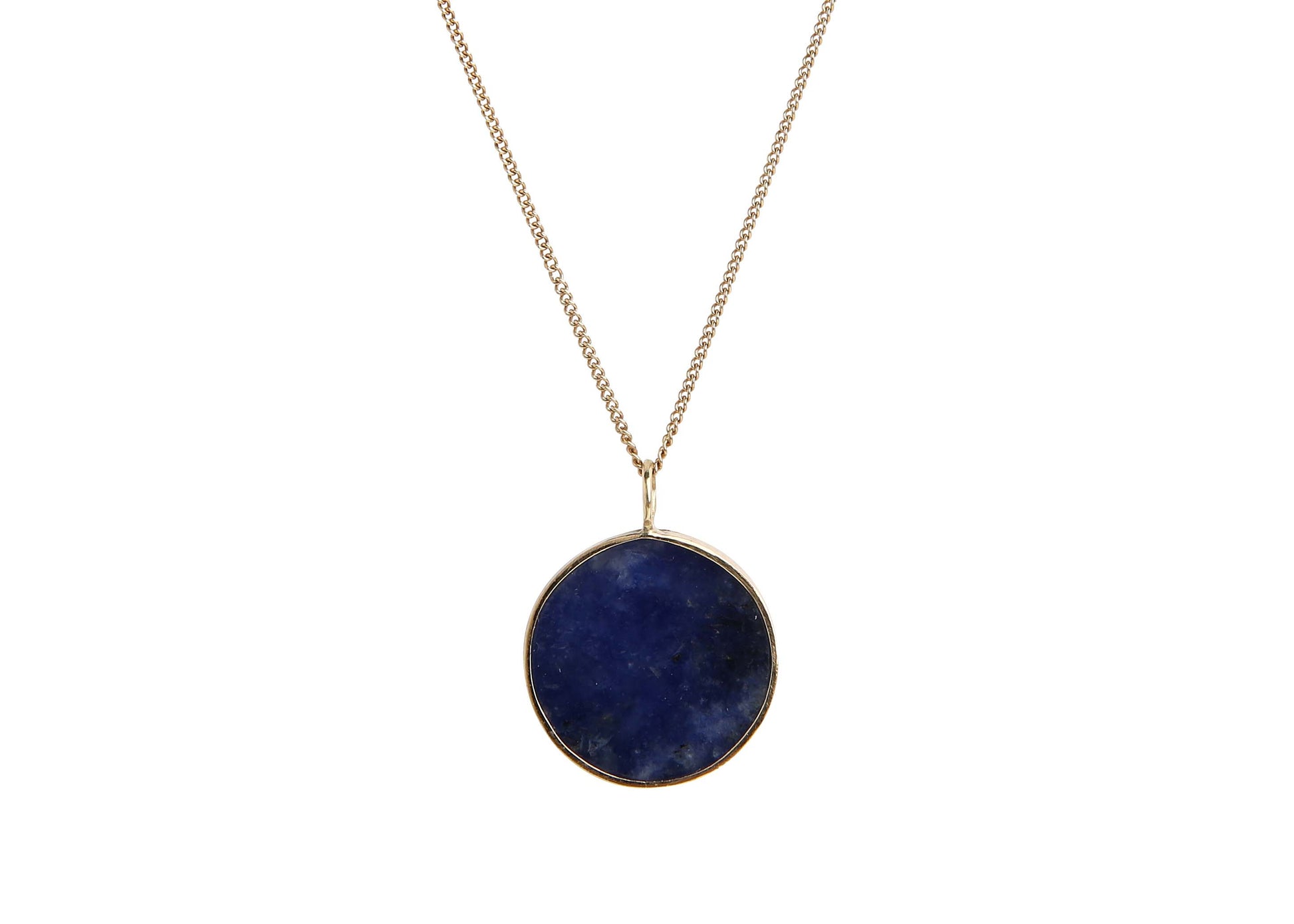 Blue lapis lazuli and gold pendant necklace