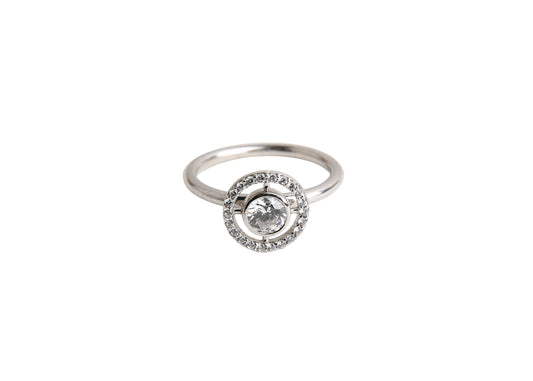 celestial diamond and white gold engagement ring on white background
