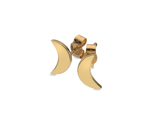 solid gold moon earring studs