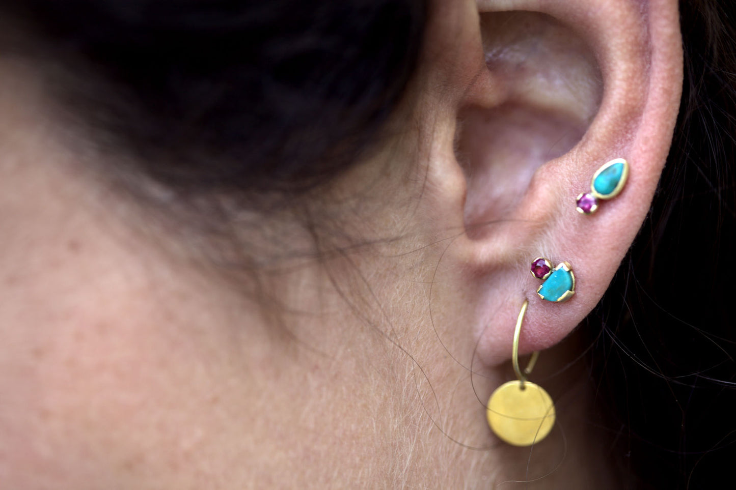 Heidi Hockenjos mina turquoise and ruby earring studs