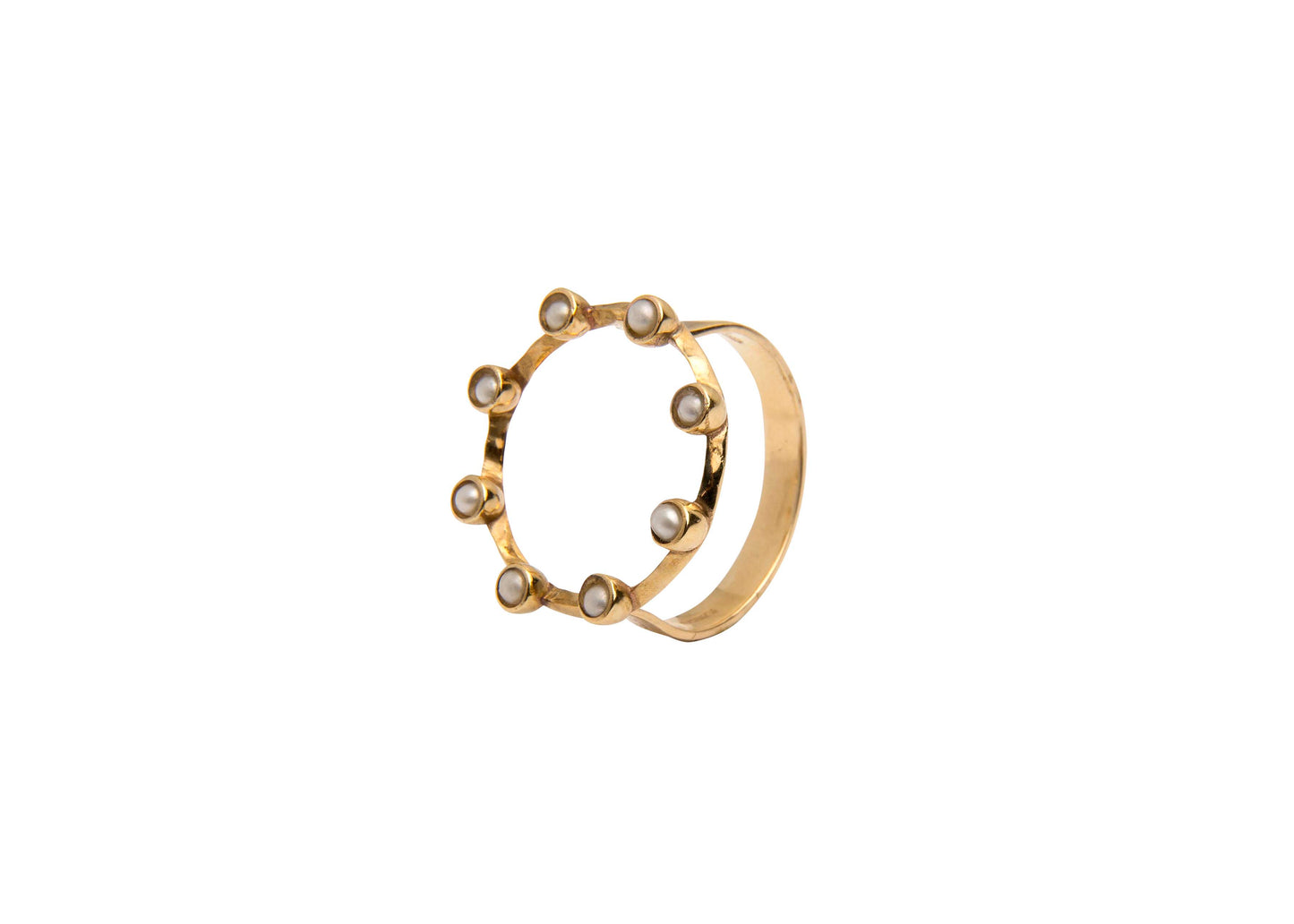 handmade pearl and gold circle ring