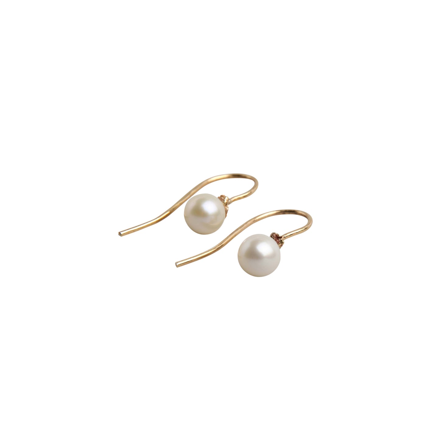 pearl and gold nugget hook earrings