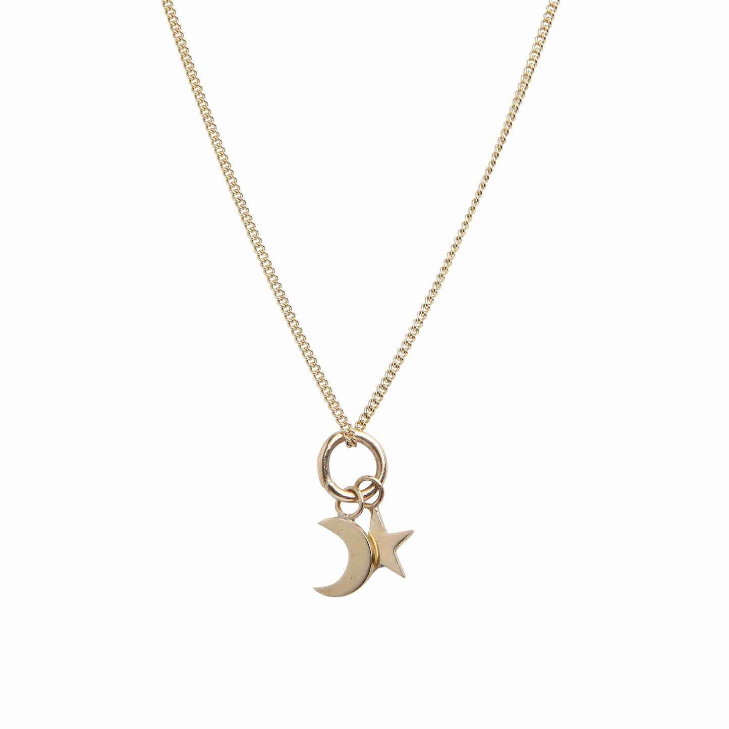 handmade gold moon and star pendant necklace