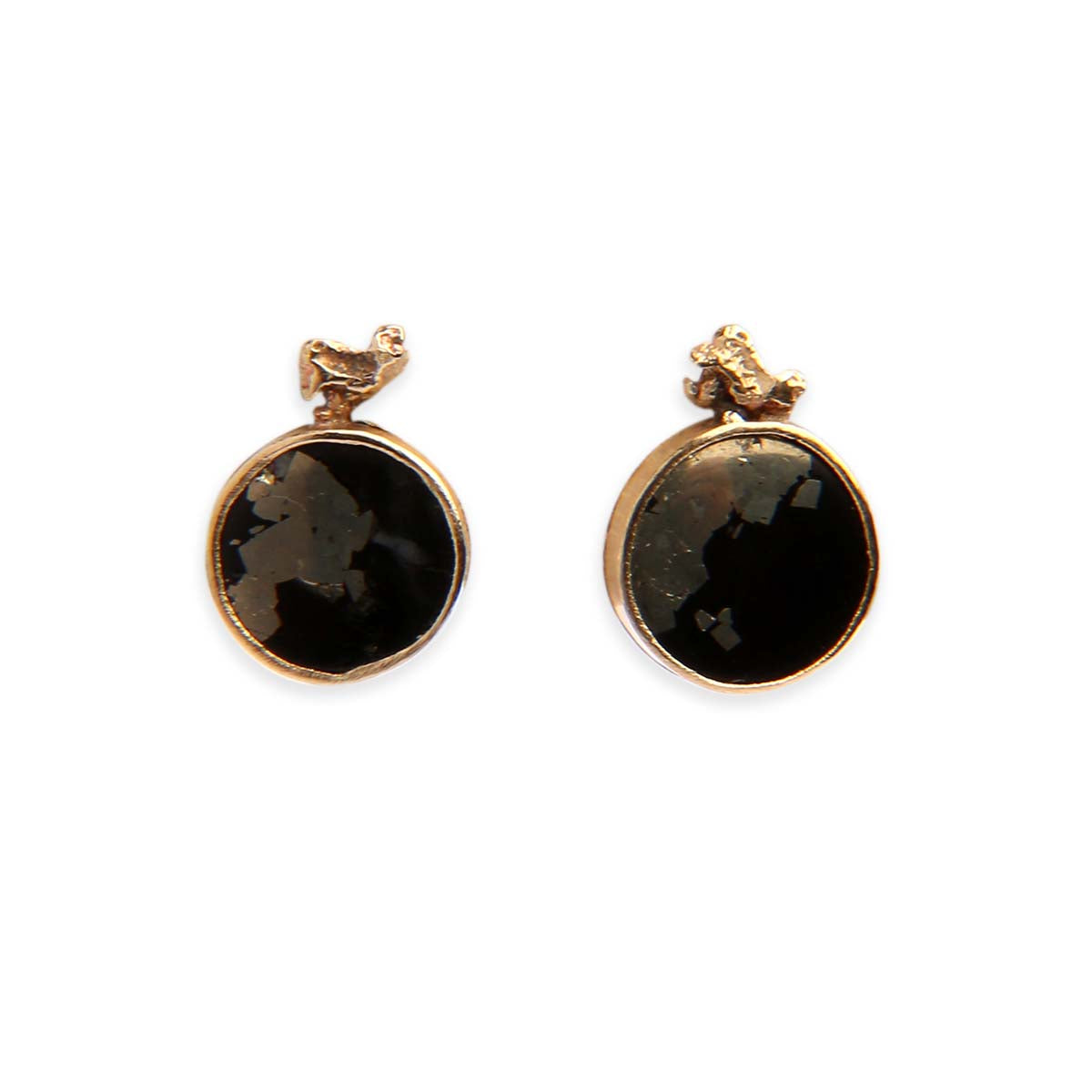 black and gold earring studs