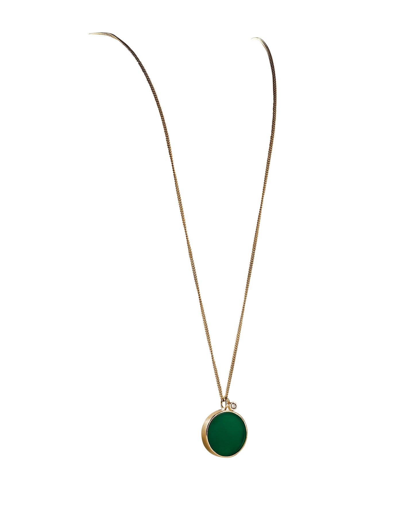 Green and gold pendant necklace with diamond charm full size image