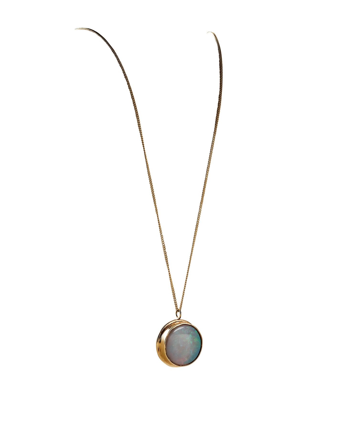 white opal and solid gold pendant necklace