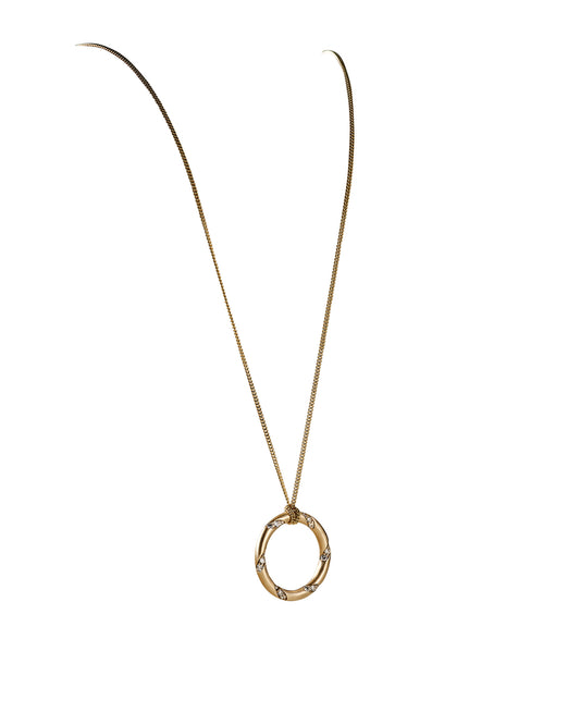 yellow gold hoop pendant necklace with diamonds