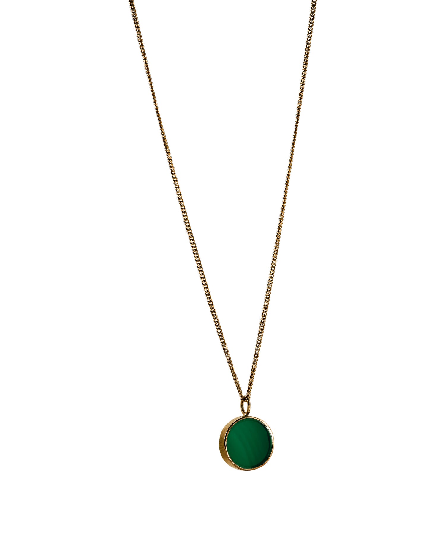 green disc and gold pendant necklace - agate