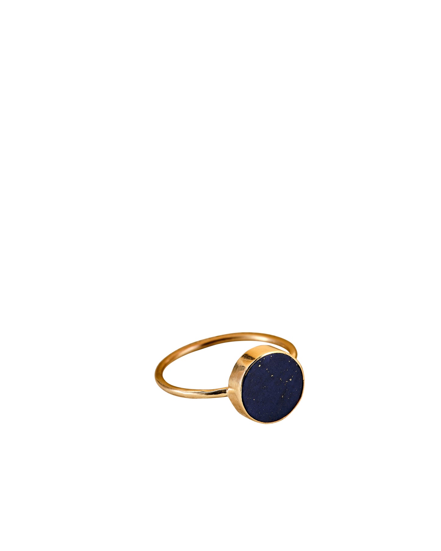 Stellar blue lapis lazuli gold disc ring