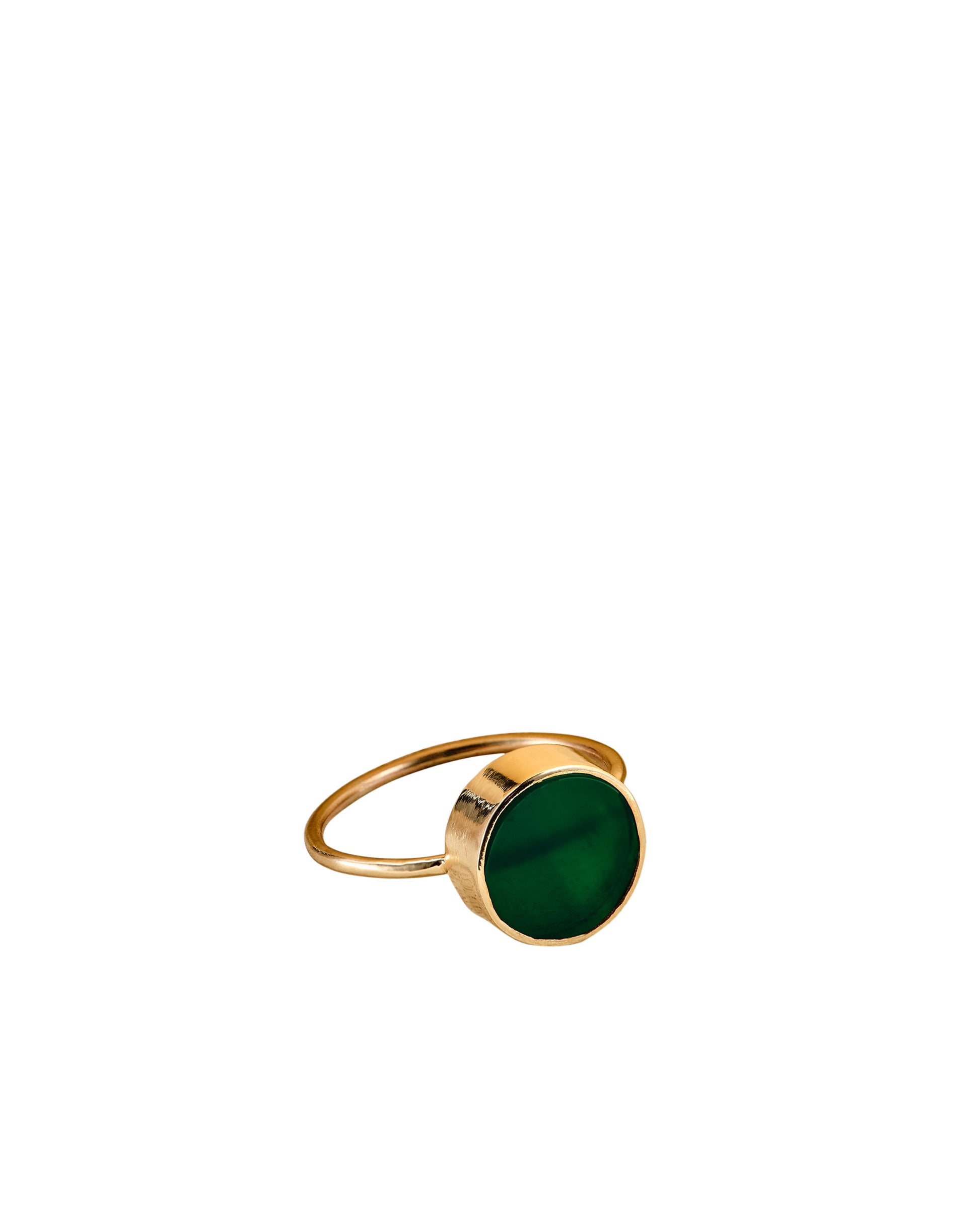 Green Agate disc ring with gold