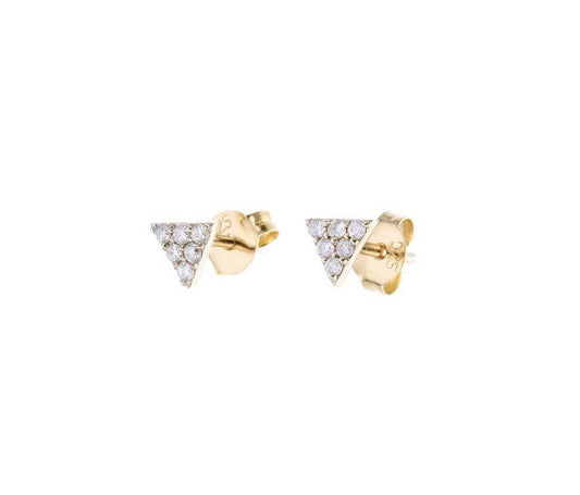 mini pyramid diamond earring studs with gold butterfly backs