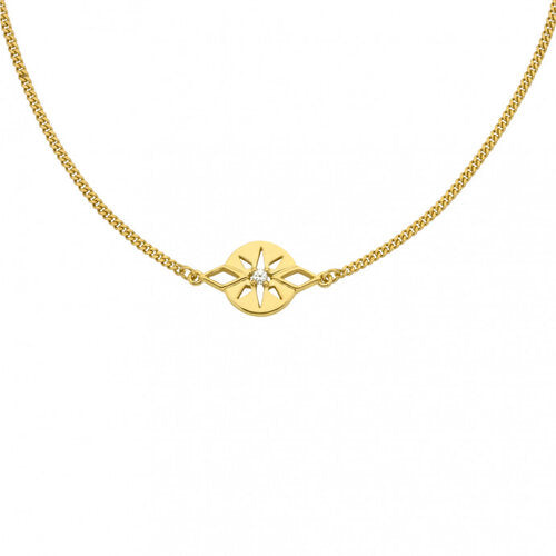 Gold and zirconia necklace with sun pendant